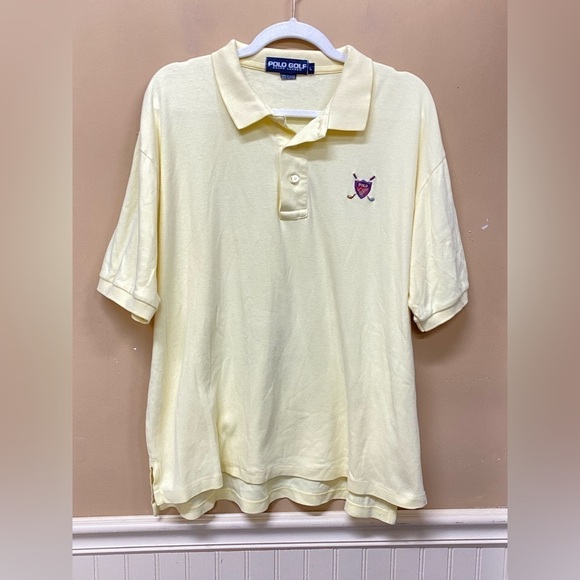Polo Golf Ralph Lauren Yellow Shirt Plaid Crest Made in USA Size L - Picture 1 of 6